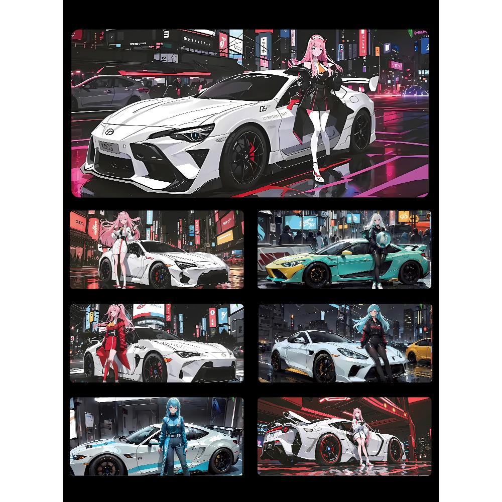 赛车美女鼠标垫超大号男生定制二次元电竞女电脑书桌软垫键盘垫子