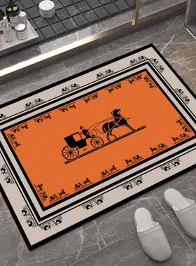 爱马橙色硅藻泥浴室防滑地垫卫生间门垫家用洗手台脚垫吸水速干