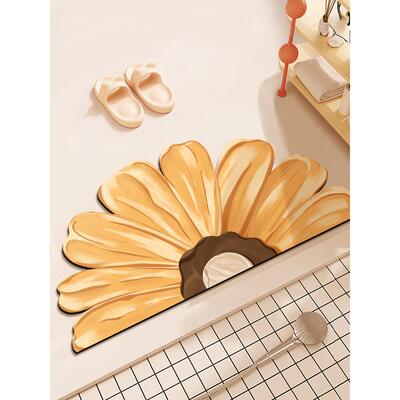 浴室吸水地垫家用卫生间防滑地毯油画风格花软硅藻泥脚垫浴室垫