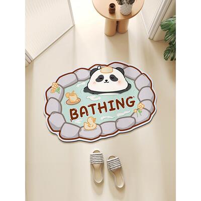 熊猫浴室吸水地垫卫生间硅藻泥洗手间厕所门口门垫入户门脚垫防滑