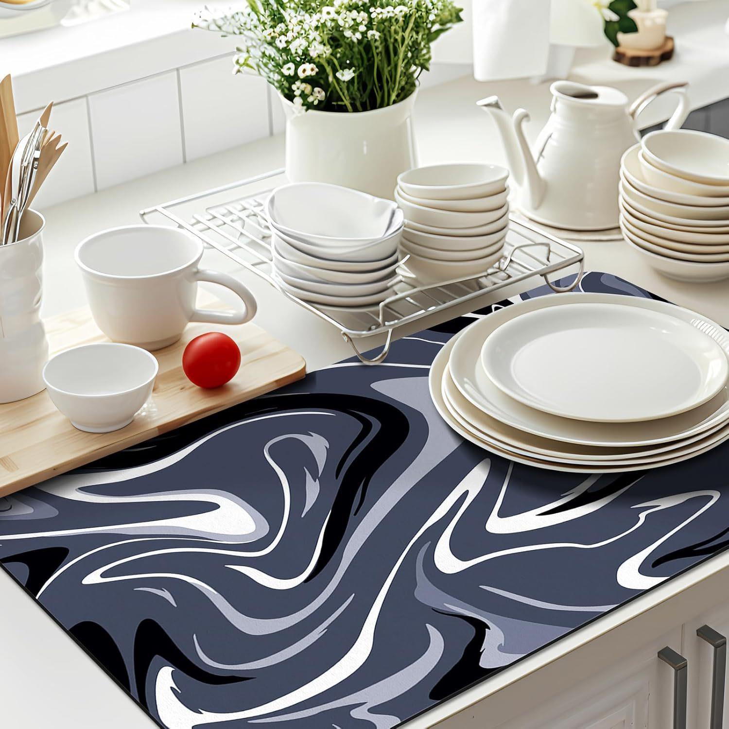 龟背芋花卉沥水垫矽藻泥咖啡机垫美式厨房台面吸水餐桌吧台垫子