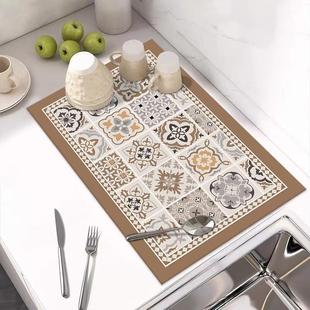 厨房沥水垫台面软矽藻泥吸水凉垫碗筷干 干燥垫洗手台杯垫地点家
