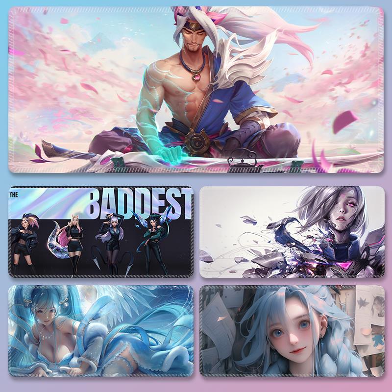 LOL英雄联盟鼠标垫亚索KDA阿狸桌垫超大定制家用办公电竞游戏桌布