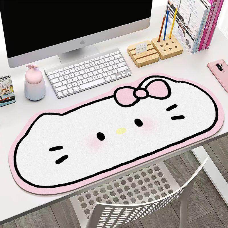 可爱Kitty猫软硅藻泥桌面装饰垫鼠标垫办公桌垫吸水防滑大号异形