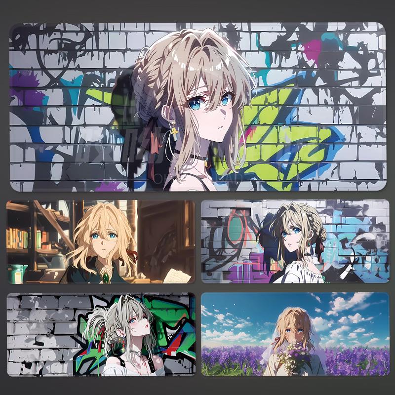 薇尔莉特滑鼠垫超大动漫紫罗兰永恒花园电竞电脑桌垫定制二次元