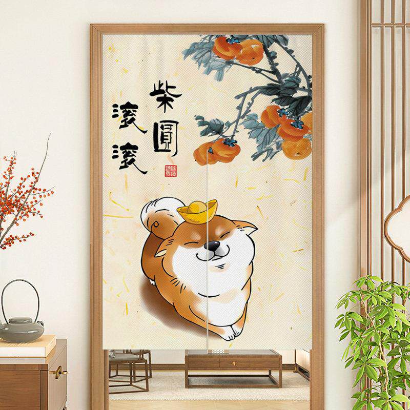 中式门帘家用卧室半遮帘子化妆室防水遮挡帘厨房防窥免打孔隔断窗