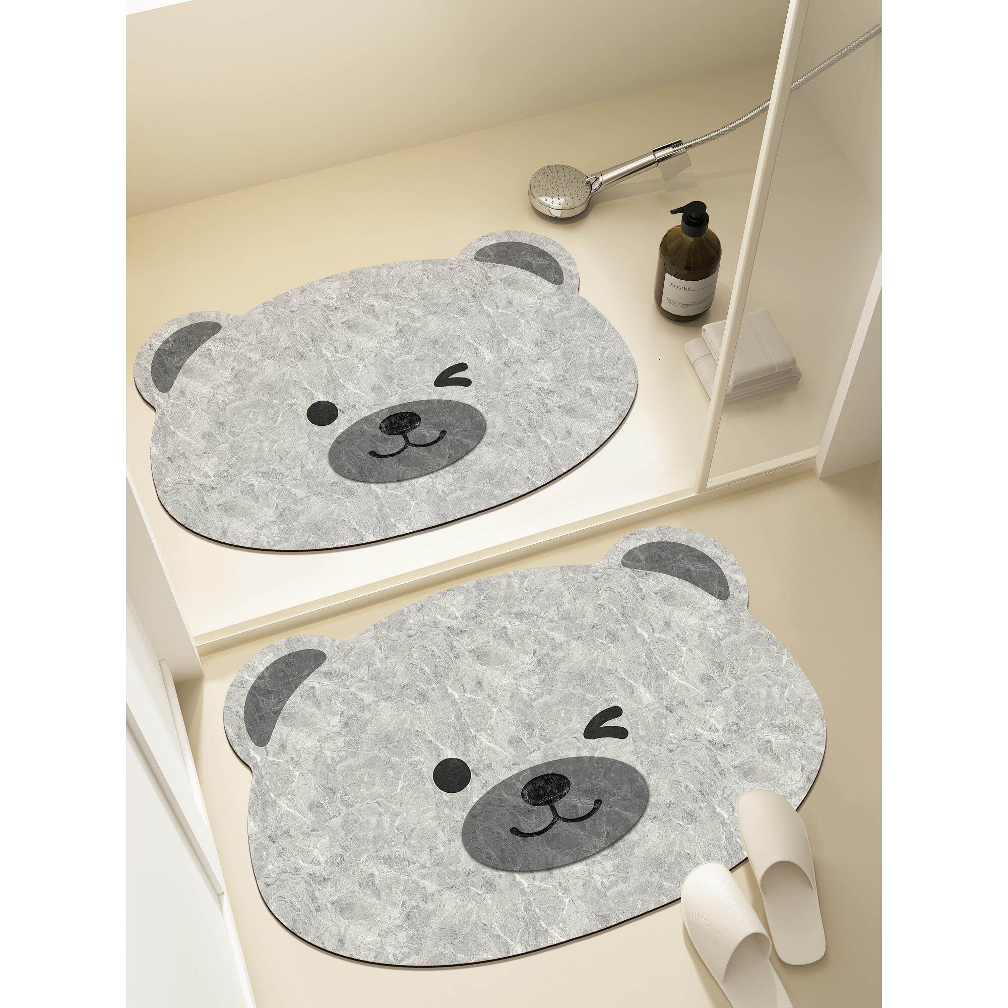 异形大理石纹浴室防滑垫防摔地垫高端卫生间速干硅藻泥吸水脚垫子