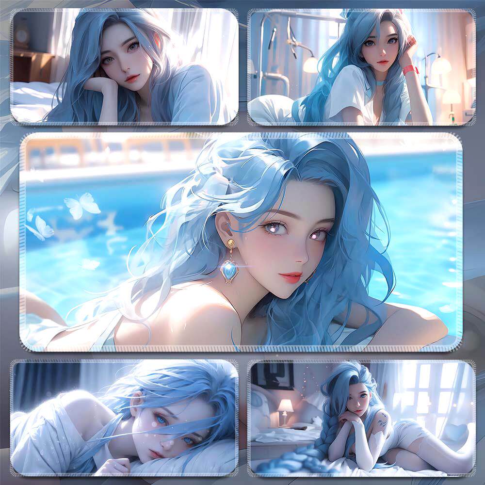 动漫二次元桌垫滑鼠垫超大号英雄联盟LO游戏电竞专用键盘垫金克斯