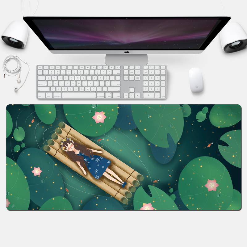 卡通可爱幸运女孩鼠标垫子超大号电脑桌垫办公定制家用笔记本REG