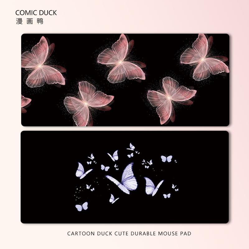 高级感蝴蝶鼠标垫超大ins风黑白系桌面氛围神器电脑键盘护腕桌垫