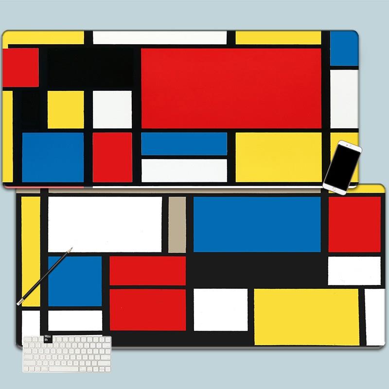 蒙德里安超大鼠标垫加厚电脑键盘垫学生书桌游戏电竞防滑桌垫定制