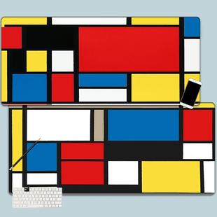 蒙德里安超大鼠标垫加厚电脑键盘垫学生书桌游戏电竞防滑桌垫定制