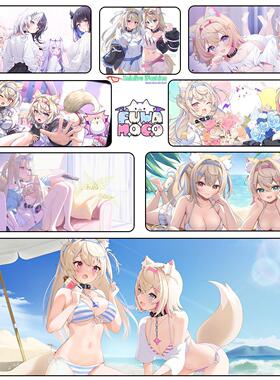 FUWAMOCO鼠标垫 Vtuber锁边超大键盘垫Fuwawa Mococo