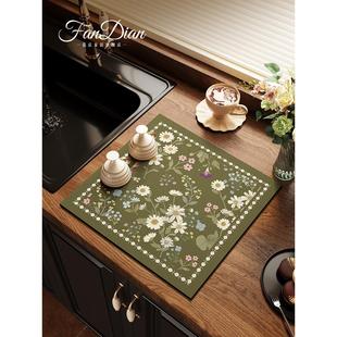 美式正方形厨房台面免洗吸水垫洗碗沥水垫洗碗池硅藻泥防油灶台垫