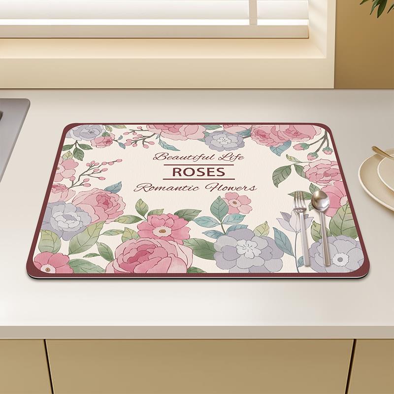 厨房台面沥水垫矽藻泥吸水凉垫餐具碗盘餐垫灶台水槽洗碗防烫置物