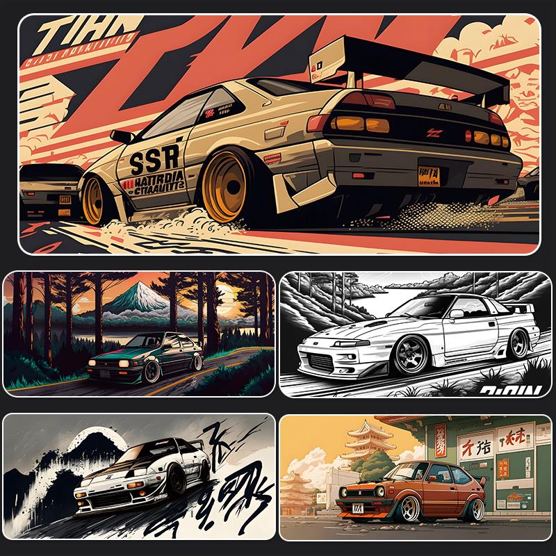 复古怀旧汽车鼠标垫超大男生电竞游戏桌面垫笔记本键盘垫办公桌垫