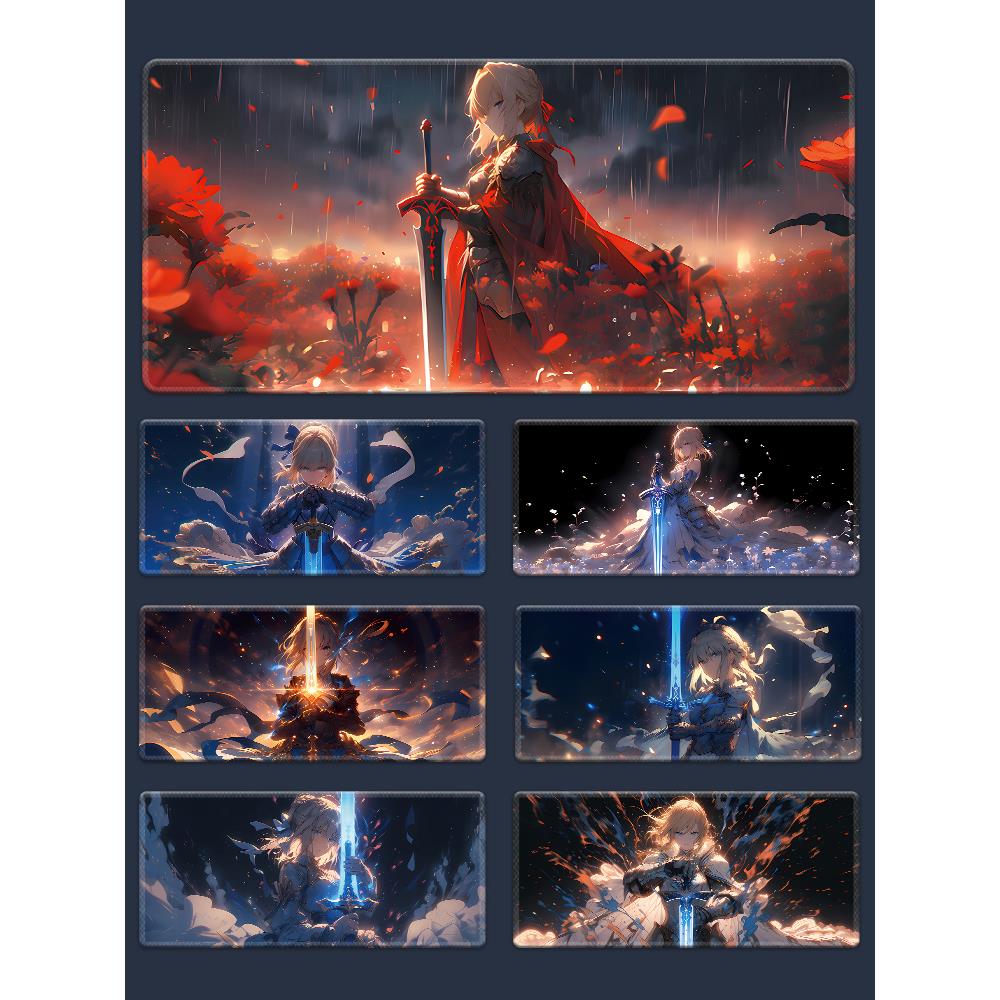 Fate吾王Saber鼠标垫超大号阿尔托莉雅亚瑟王fgo动漫二次元桌面垫