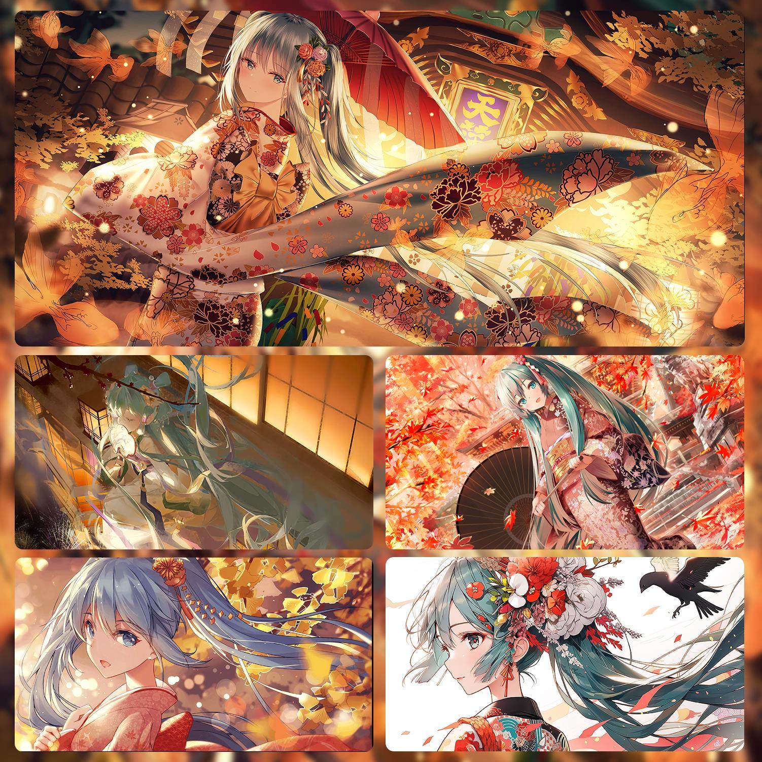 Q版初音未来鼠标垫超大号办公游戏电脑键盘垫可爱笔记本桌垫