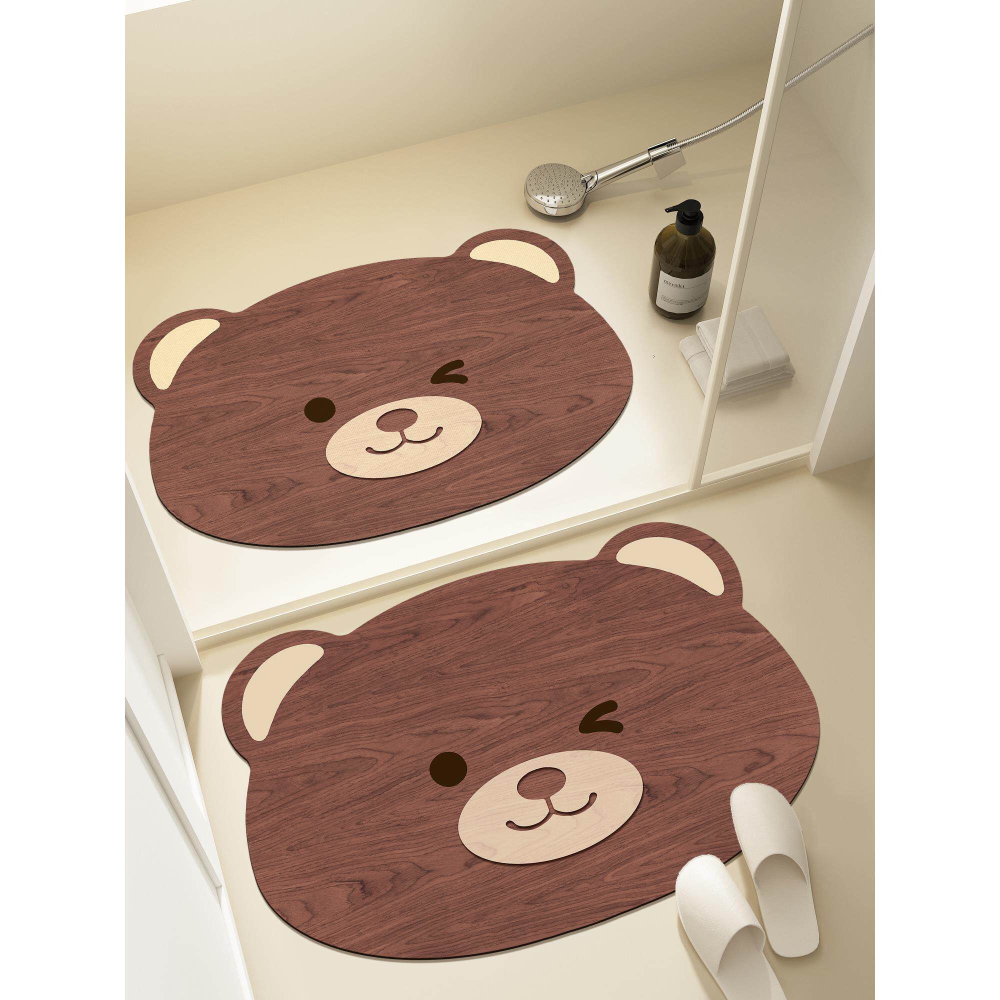 彷木纹浴室洗澡防滑垫卫生间老人防摔地垫硅藻泥吸水脚垫异形地毯