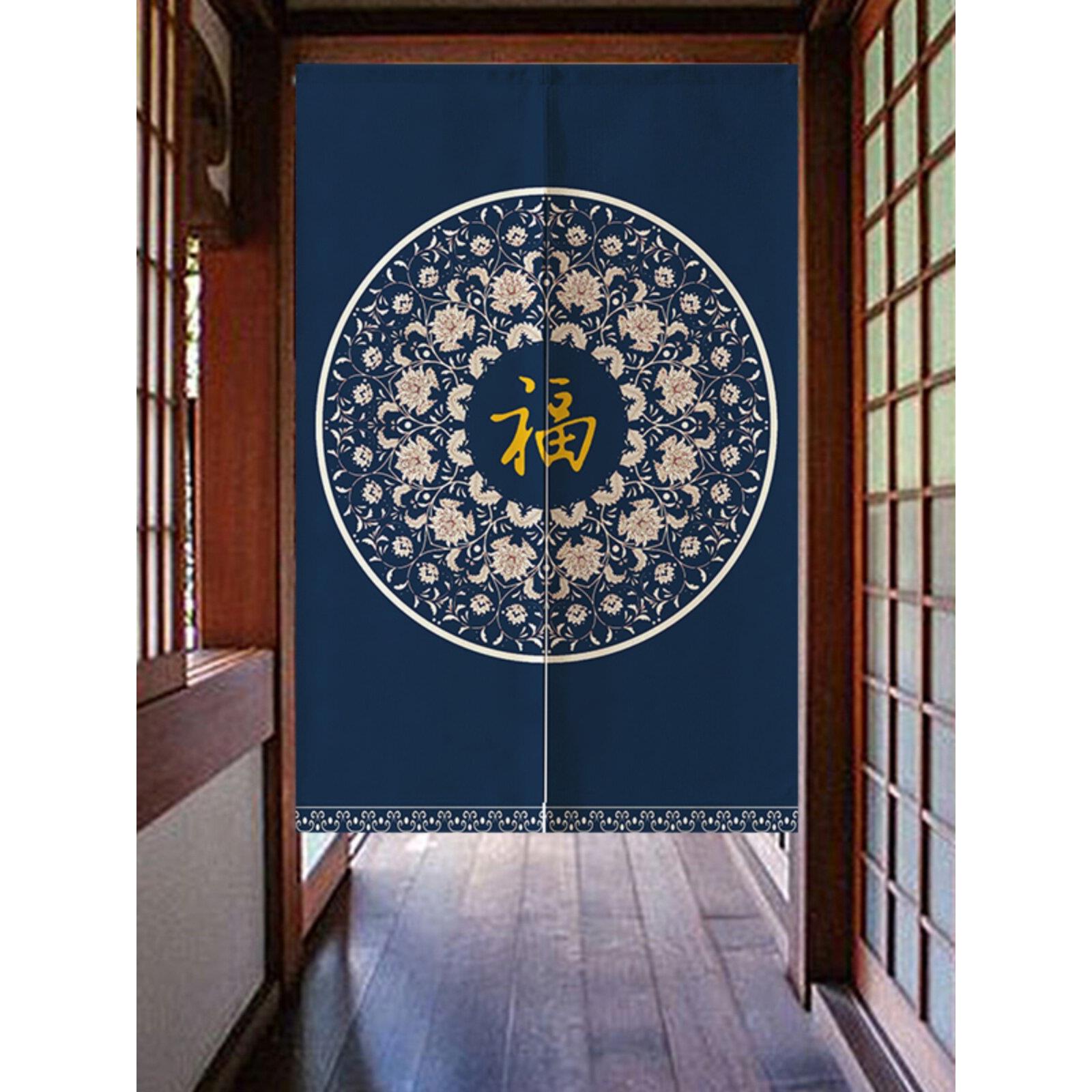 布艺门帘中式隔断帘卫生间厨房遮挡帘商用半帘定制民族复古布帘子