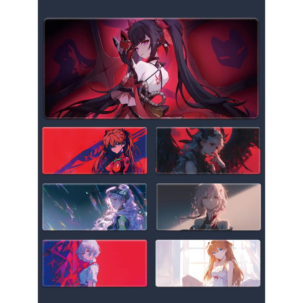 炫酷女孩鼠标垫超大号二次元男生动漫键盘电脑桌面电竞游戏桌垫子