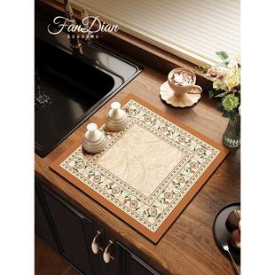 美式正方形厨房台面硅藻泥沥水垫吸水桌面杯垫免洗茶台餐具干燥垫