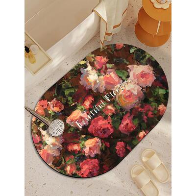 春夏新款无障碍豪华花在硅藻泥浴室垫浴室浴室门垫地毯