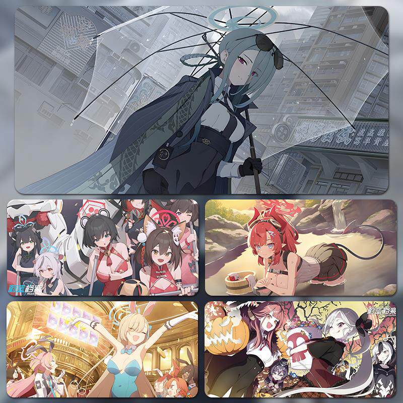 蔚蓝档案防水动漫滑鼠垫超大号游戏地狱麦克笔价加大超大键盘垫女