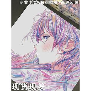 EVA二次元asuka明日香彩绘黑白线稿游戏电竞fps专用细面鼠标垫