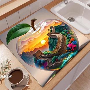 正方形硅藻泥吸水垫厨房台面沥水垫洗手台面垫子吸水垫厨房台面