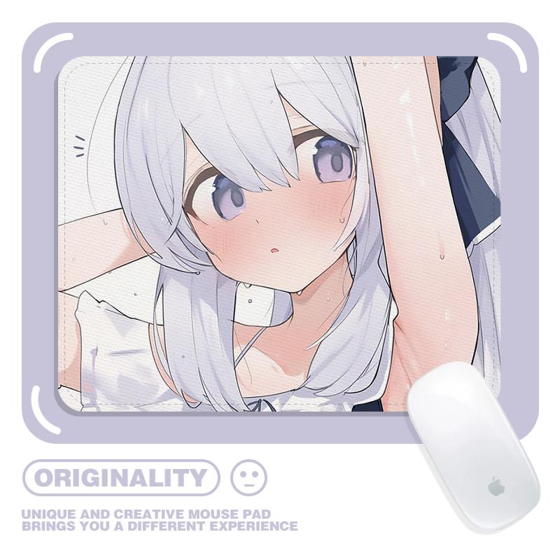 蔚蓝档案羞涩脸红宫子鼠标垫二次元简约清凉少女游戏周边锁边加厚