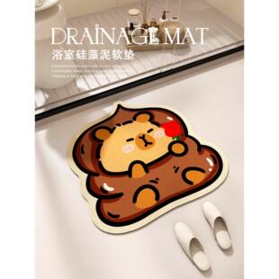 拉屎大王卡通浴室地垫浴缸防滑垫硅藻泥吸水脚垫厕所卫生间地毯