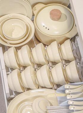 奶油餐具套装Z1204全碗套风具碗筷家用高级感清新碗乔迁新居结盘