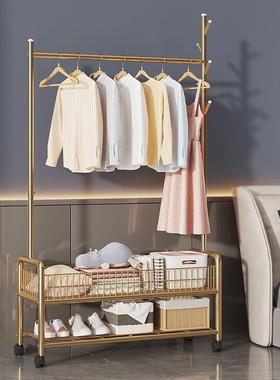 落地折简易晾衣架床尾边放衣服神叠器落地内台挂衣架OBF衣室帽阳