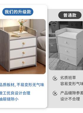 床头简柜现代简家20220707约小型易用收纳带锁储物柜置物架卧室床