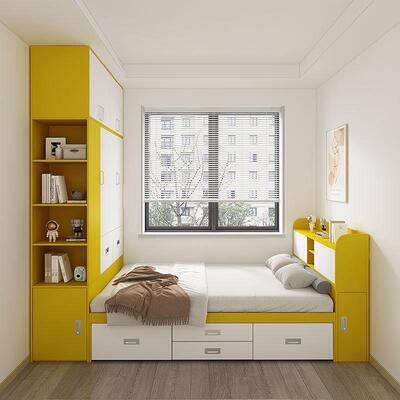 榻榻功米衣柜一体床次书架985实木组合简约小户型多能卧收纳床柜