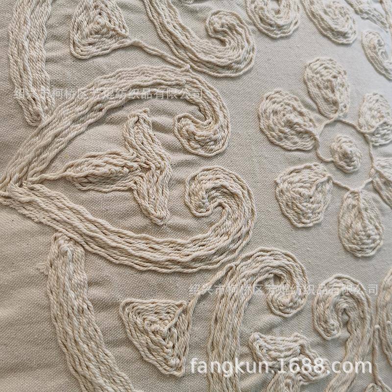 式花枕卉全麻线绣花抱美枕沙tf-18-36发靠垫卧创意靠室床头抱枕不