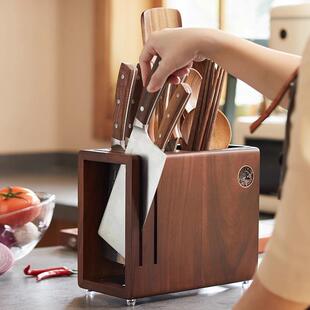 实用LT100-SN木刀架置物架筷刀子筒筷笼一体家厨房刀刀具收纳架台