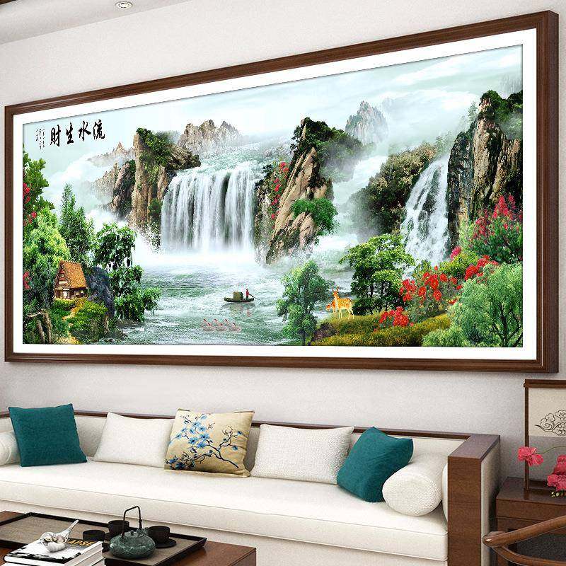 钻石画满钻客2贴厅山水画流水生财钻十字绣钻款石绣0mzMgQwIs20新