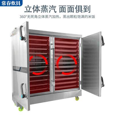 定车制不锈钢蒸饭柜蒸食堂用蒸饭包机657馒蒸头米饭电蒸箱商用饭