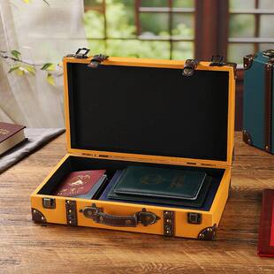 欧式 革古手提箱家居卧室皮橱收纳储物木箱子摄影道复1120A具窗展