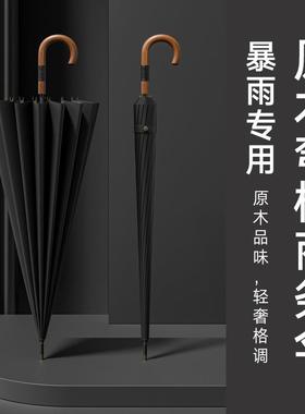 士新款16骨自动280件t面料木手男雨伞铜色配木弯柄加WUZ印lgoo广