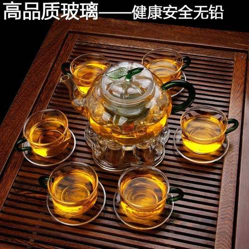 6只装茶具玻璃杯带功夫茶杯杯品茗耐把厚热加家用套YSX装透明小