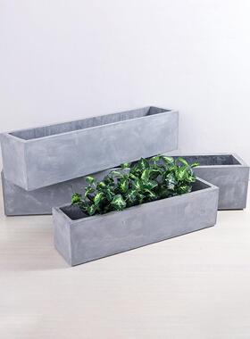落长IWJ方形水泥花花盆新款马槽户阳台庭院绿植地盆长外条种菜镁