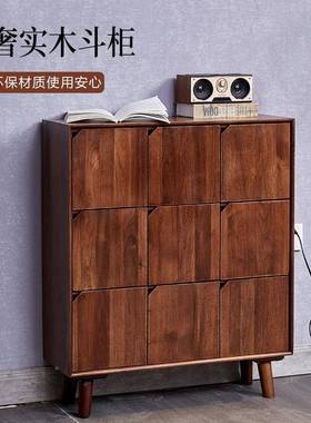 北黑胡桃实木九斗欧柜物储柜客厅靠墙纳XPI餐边柜轻奢收柜复古抽