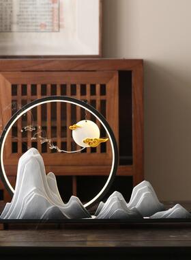 新枯山水流香摆URR件陶瓷假景山微观倒书房客厅千里江山中式茶室