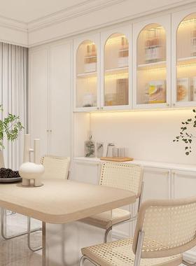 法式轻奢油白衣间定帽制奶油风全屋家具定做奶体整卧室餐90084边