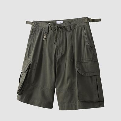 The orion 洗水做旧破坏Vintage全棉斜纹布工装五分廓形伞兵短裤