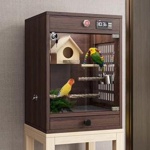 鹦鹉笼保温箱鸟笼子窝大号带抽屉实木虎皮鹦鹉鸟笼子宠物别墅暖风