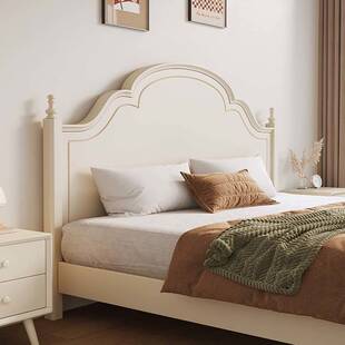 美式白色实木床现代简约1.8米法式双人主卧高箱储物公主女孩床